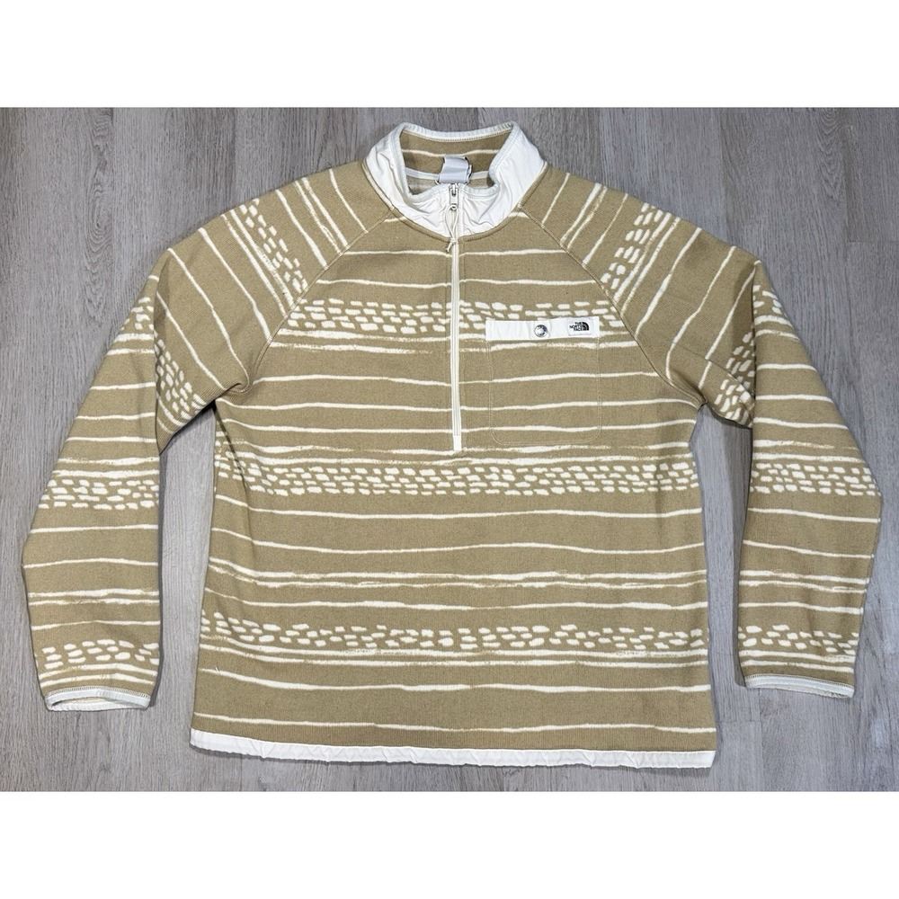 The North Face Leo Gordon Lyons 1/4 Zip Pullover Men Size XL Khaki Kilim Stripe